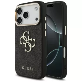  iPhone 18 Pro fekete Guess PU bőr tok 4G fém logóval és arany ker-3666339650988 1 kép