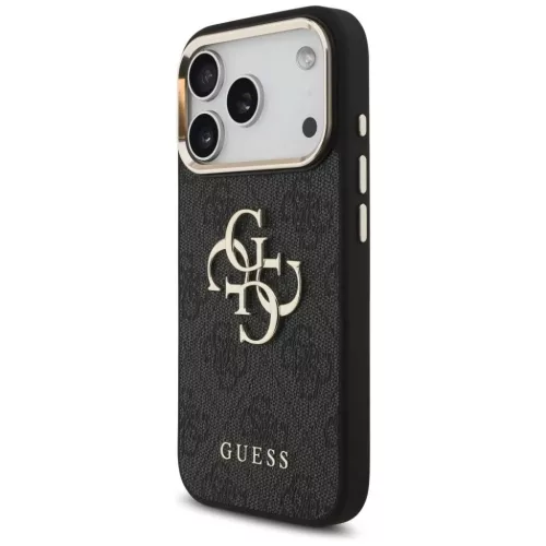  iPhone 18 Pro fekete Guess PU bőr tok 4G fém logóval és arany ker-3666339650988 2 kép