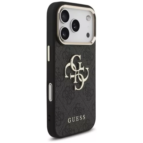  iPhone 18 Pro fekete Guess PU bőr tok 4G fém logóval és arany ker-3666339650988 4 kép