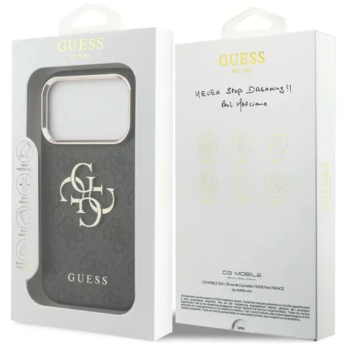  iPhone 18 Pro fekete Guess PU bőr tok 4G fém logóval és arany ker-3666339650988 8 kép