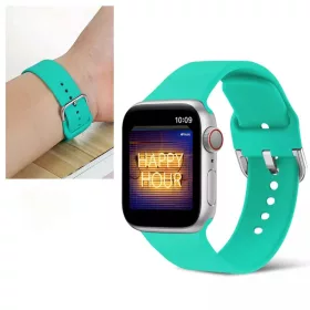 Apple Watch 4/5/6/7/8/SE (38/40/41mm) szilikon csatos óraszíj mentaz- 2 kép