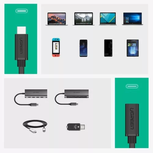 Ugreen USB Type-C 3.1 apa - USB Type-C 3.1 anya kábelhosszabbító 0.-6957303845743 7 kép
