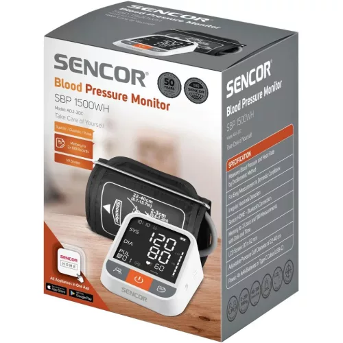 SENCOR SBP 1500WH felkaros vérnyomásmérő Bluetooth és Wi-Fi kapcs-8590669352975 8 kép