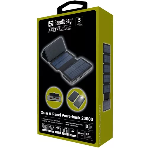 Sandberg 420-73 Solar 6-Panel Powerbank 20000mAh-5705730420733 5 kép