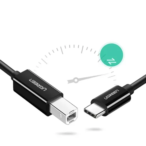 Ugreen nyomtató kábel USB-C - USB-B 480Mb/s 2m fekete (US241)-6957303854462 3 kép