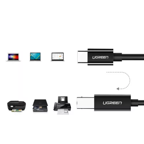 Ugreen nyomtató kábel USB-C - USB-B 480Mb/s 2m fekete (US241)-6957303854462 4 kép