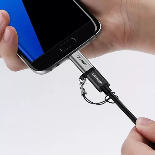 Ugreen USB Type-C/Micro USB átalakító adapter rögzítővel szürke-6957303855902 7 kép