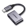 Ugreen USB Type-C - USB Type-C/3.5 mm Jack audio elosztó adapter 1.5A szürke