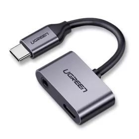   Ugreen USB Type-C - USB Type-C/3.5 mm Jack audio elosztó adapter 1.5A szürke