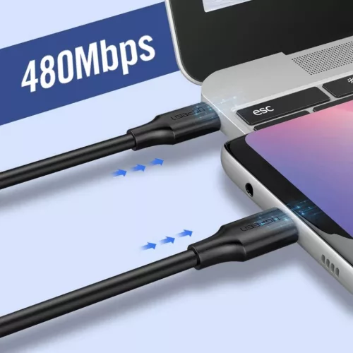 Ugreen US286 USB-C - USB-C PD QC 3A 480Mb/s kábel 1.5m - fekete-6957303859986 7 kép