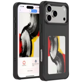   iPhone 17 Pro Max E-Ink 4smarts tok NFC kijelzővel Qi2 fekete tok