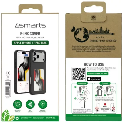 iPhone 17 Pro Max E-Ink 4smarts tok NFC kijelzővel Qi2 fekete tok-4252011913817 4 kép