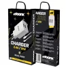 MOONX hálózati töltő adapter MC02 2.4A 12W 2xUSB + kábel Micro Fehér
