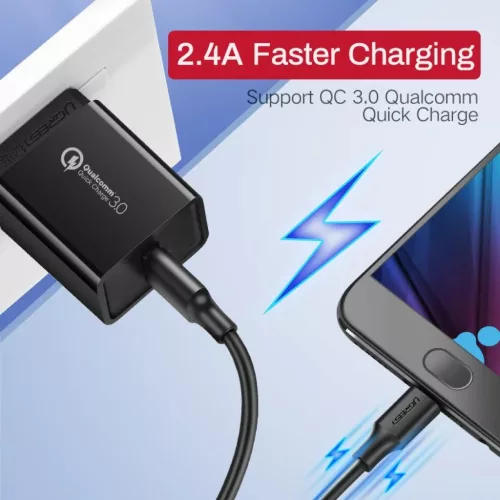USB-Mikro USB-kábel UGREEN QC 3.0 2,4A 1m (fekete)-6957303861361 3 kép