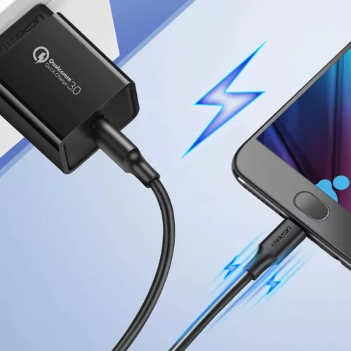 UGREEN USB-Micro USB kábel, QC 3.0, 2.4A, 2m (fekete)-6957303861385 3 kép