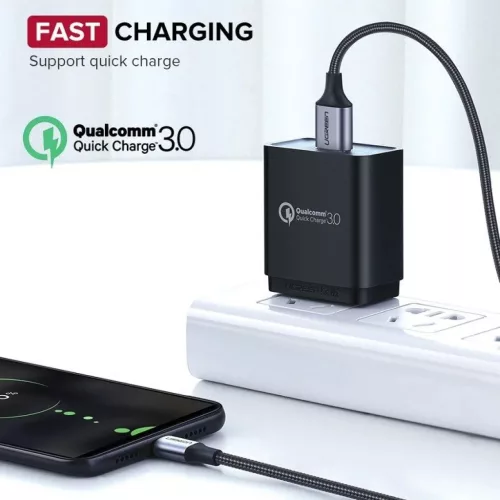 Micro USB kábel USB-Micro USB, QC 3.0, 2.4A, 1m (fekete)-6957303861460 4 kép