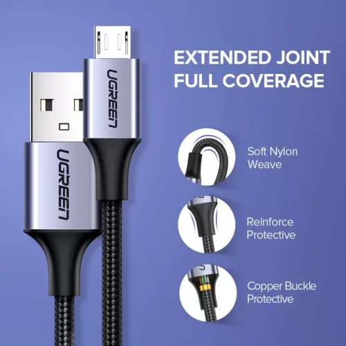 Micro USB kábel USB-Micro USB, QC 3.0, 2.4A, 1m (fekete)-6957303861460 6 kép