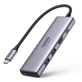   Ugreen multi-funkciós HUB USB Type C - 2x USB 3.2 Gen 1 / HDMI 4K 60Hz / SD és TF kártyaolvasó / USB Type C PD 100W szürke (60384 CM511)