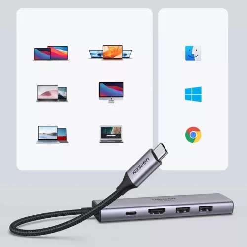 Ugreen multi-funkciós HUB USB Type C - 2x USB 3.2 Gen 1 / HDMI 4K 60H-6957303863846 9 kép