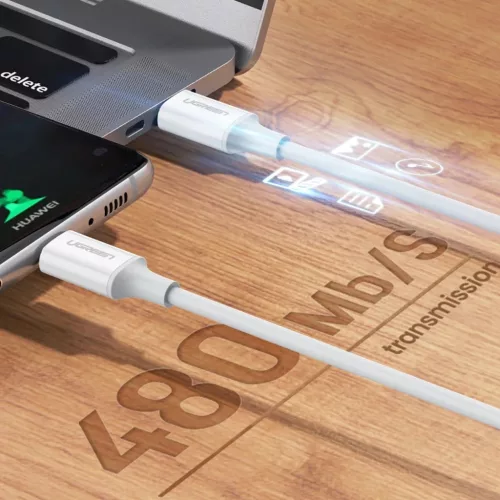 Ugreen US264 60518 USB-C / USB-C PD QC AFC kábel 1m - fehér-6957303865185 5 kép