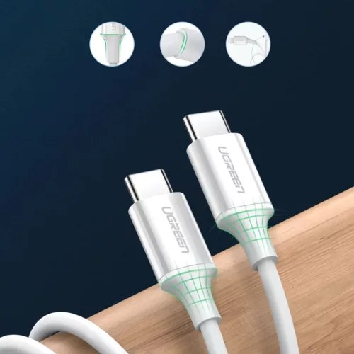 Ugreen US264 60518 USB-C / USB-C PD QC AFC kábel 1m - fehér-6957303865185 8 kép