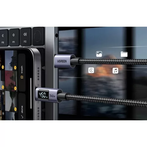 L530 USB-C kábel 240W 480Mbps 3m Szürke-6941876268689 4 kép