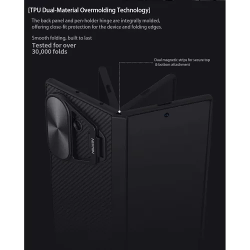 Samsung Galaxy Z Fold 7 Fekete Nillkin CamShield Prop Mágneses tok-6902048298798 8 kép