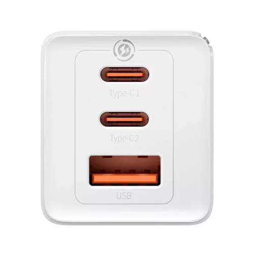 Baseus CCGP120202 GaN5 Pro Gyorstöltő USB-A + 2x USB-C 65W Fehér-6932172617516 2 kép