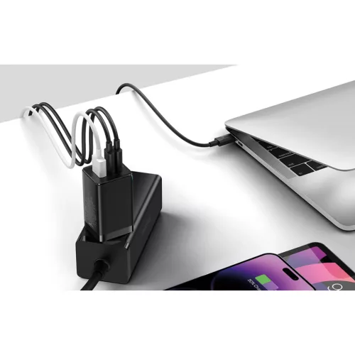 Baseus CCGP120201 GaN5 Pro Gyors Töltő USB-A + 2x USB-C 65W Fekete-6932172617523 7 kép