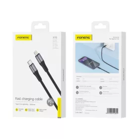 FONENG kábel X112 USB-C - Lightning PD 27W 1M Fekete