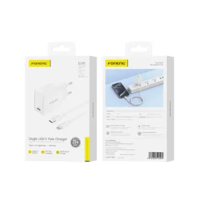 FONENG fali töltő EU55 GaN PD 20W 1xUSB-C + kábel USB-C - Lightning-6970462512400 1 kép