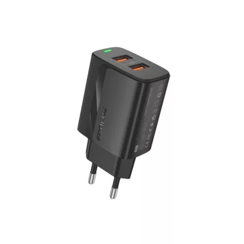 FONENG fali töltő EU63 2.4A 12W 2xUSB fekete-6970462512875 2 kép