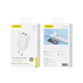 FONENG fali töltő EU63 2.4A 12W 2xUSB Fehér
