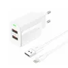 FONENG fali töltő EU63 2.4A 12W 2xUSB + kábel Lightning Fehér-6970462513988 2 kép