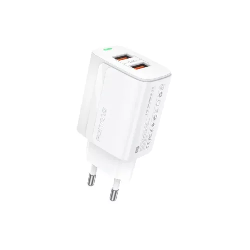 FONENG fali töltő EU63 2.4A 12W 2xUSB + kábel Lightning Fehér-6970462513988 3 kép