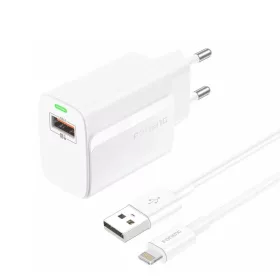 FONENG hálózati töltő EU64 18W 1xUSB QC3.0 + kábel Lightning Feh�-6970462514725 2 kép