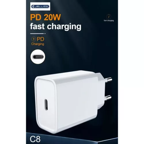 JELLICO fali töltő C8 PD 20W 1xUSB-C Fehér-6973771101280 4 kép