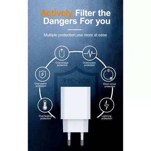 JELLICO fali töltő C8 PD 20W 1xUSB-C Fehér-6973771101280 5 kép