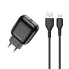 JELLICO hálózati töltő C32 18W 1xUSB QC3.0 + kábel Micro USB Feke-6973771103055 2 kép