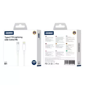 JELLICO kábel B1 USB-C - Lightning PD 20W 1M Fehér
