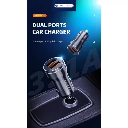 JELLICO autós töltő F2S 3.1A 18W 2xUSB fekete-6974929201678 4 kép