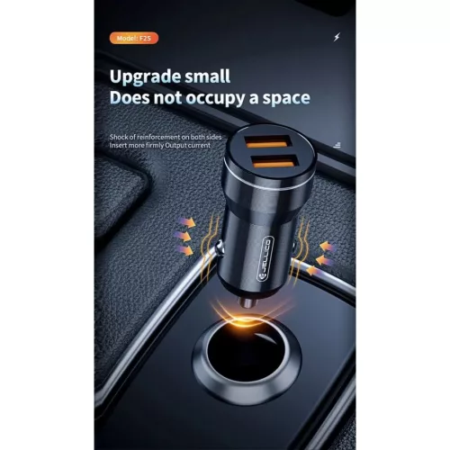 JELLICO autós töltő F2S 3.1A 18W 2xUSB fekete-6974929201678 5 kép