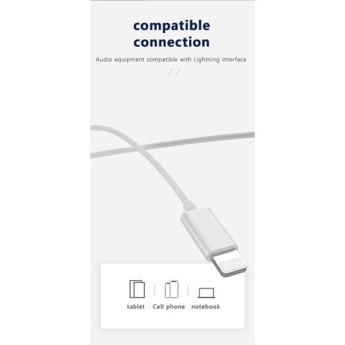 JELLICO vezetékes fülhallgatók EP2A Lightning mikrofonnal 1.2M feh�-6974929202064 3 kép