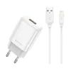 JELLICO fali töltő EU01 2.4A 12W 1xUSB + kábel Lightning Fehér