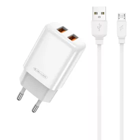 JELLICO hálózati USB töltő adapter EU02 2.4A 12W 2xUSB + kábel Mi-6974929203238 2 kép