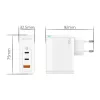 JELLICO fali töltő C118 GaN PD 100W 2xUSB-C + 1xUSB QC3.0 Fehér-6974929204112 4 kép