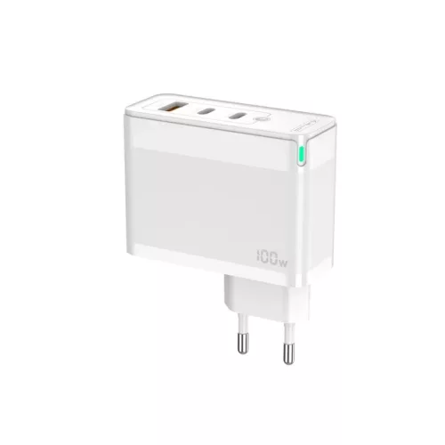 JELLICO fali töltő C118 GaN PD 100W 2xUSB-C + 1xUSB QC3.0 Fehér-6974929204112 5 kép
