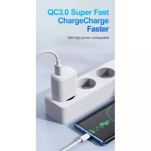 JELLICO fali töltő A77 22,5W 1xUSB QC3.0 + kábel Micro USB Fehér-6974929204556 4 kép