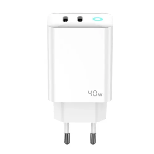 JELLICO fali töltő EU19 GaN PD 40W 2xUSB-C + kábel USB-C - USB-C Fe-6974929204761 3 kép