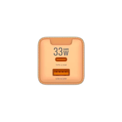 JELLICO fali töltő EU55 GaN PD 33W 1xUSB-C + 1xUSB QC3.0 Narancssár-6974929205829 3 kép